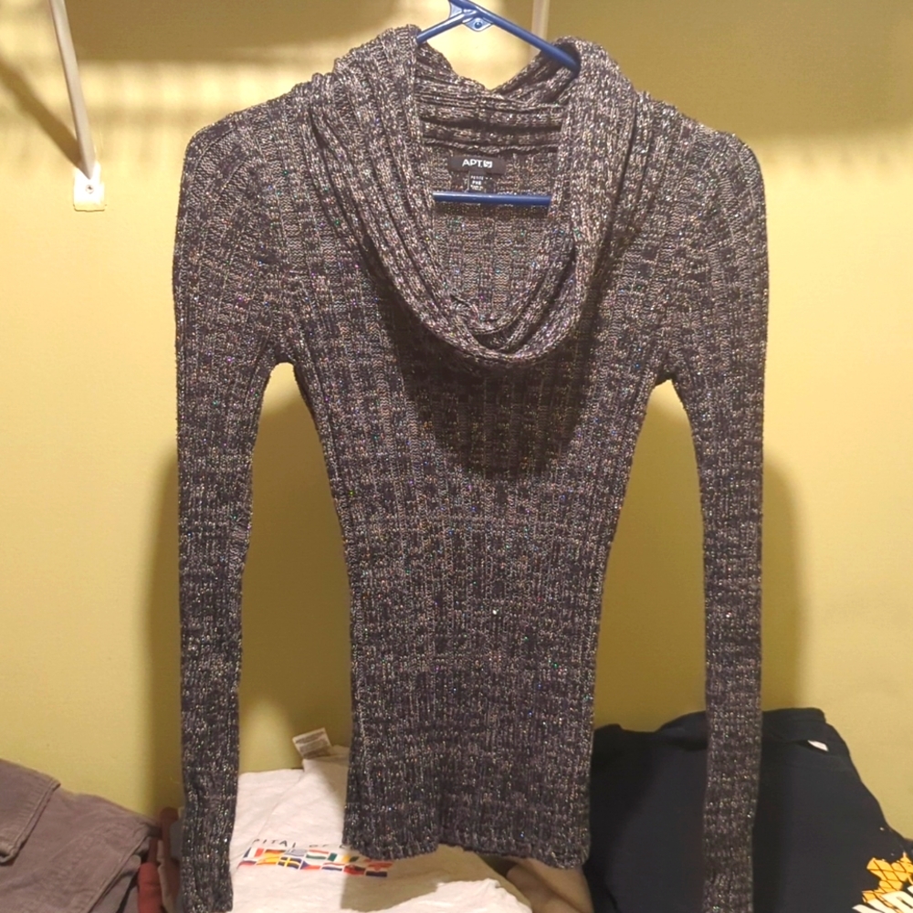 Women's low hang neck black sweater